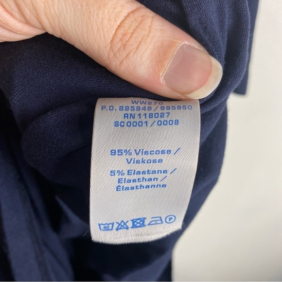 Boden Ruched Fitted Soft Stretchy Jersey Knit Short Sleeve Midi Dress Navy 6 - Picture 4 of 5